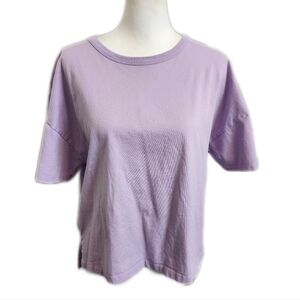 Zara Lavender Oversized Cropped Cotton Short Sleeve Tee T-Shirt, M